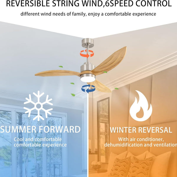 Florair | 64" Wood Ceiling Fan with Light