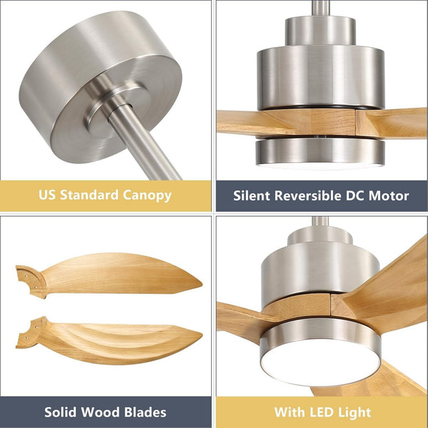 Florair | 64" Wood Ceiling Fan with Light