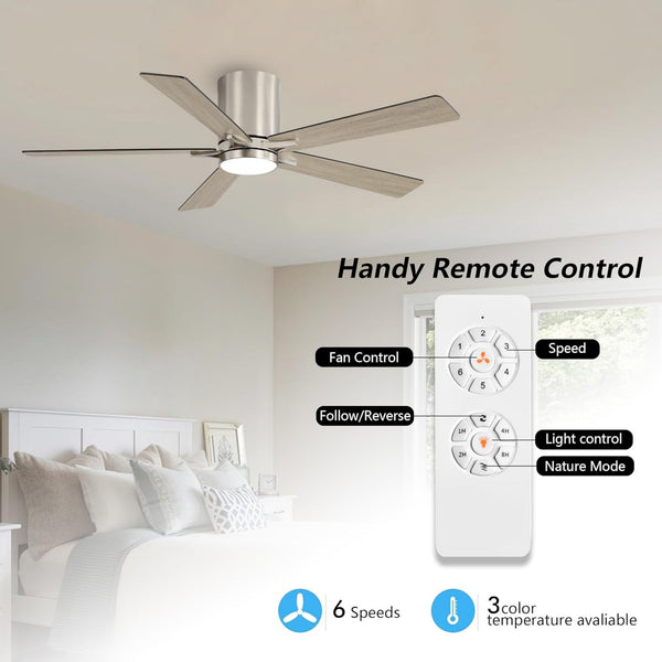 Lustra | 52’’ Flush Mount Wood Blades Ceiling Fan with Light