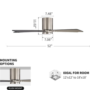 Lustra | 52’’ Flush Mount Wood Blades Ceiling Fan with Light