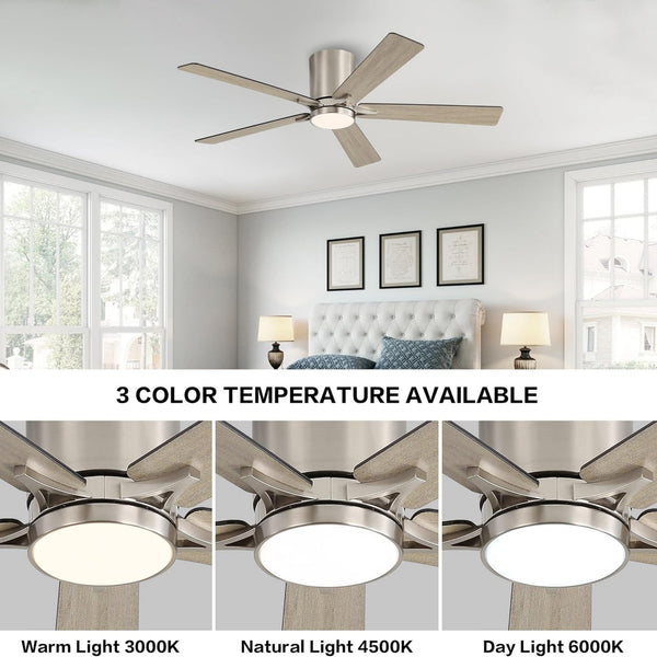 Lustra | 52’’ Flush Mount Wood Blades Ceiling Fan with Light