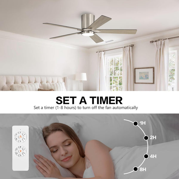 Lustra | 52’’ Flush Mount Wood Blades Ceiling Fan with Light