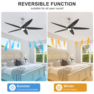 Carvo | 64’’ Wood Blades Ceiling Fan with Light