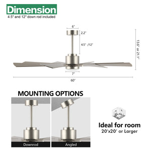 TimberGale | 60" Wood Blades Ceiling Fan with Light
