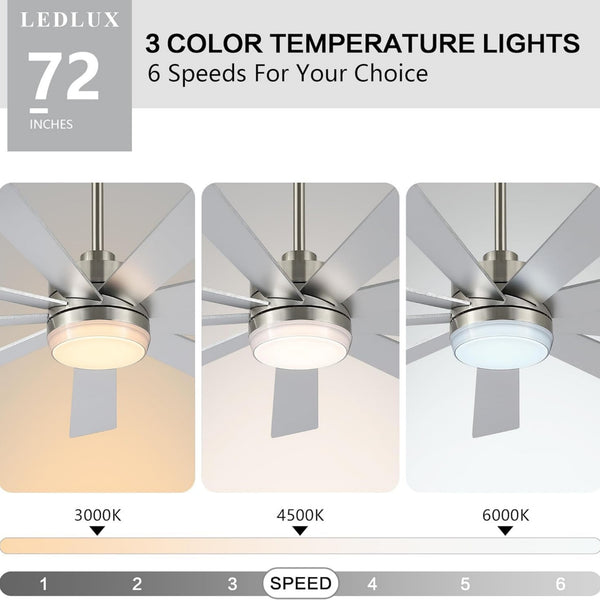 Solara | 72" Wood Ceiling Fan with Light