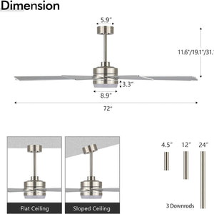 Solara | 72" Wood Ceiling Fan with Light