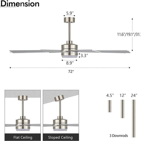 Solara | 72" Wood Ceiling Fan with Light