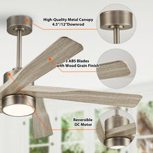 Load image into Gallery viewer, Wingbo Rotating-S ABS DC Ceiling Fan with Lights, 5 Blades Antique Nickel &amp; Grey
