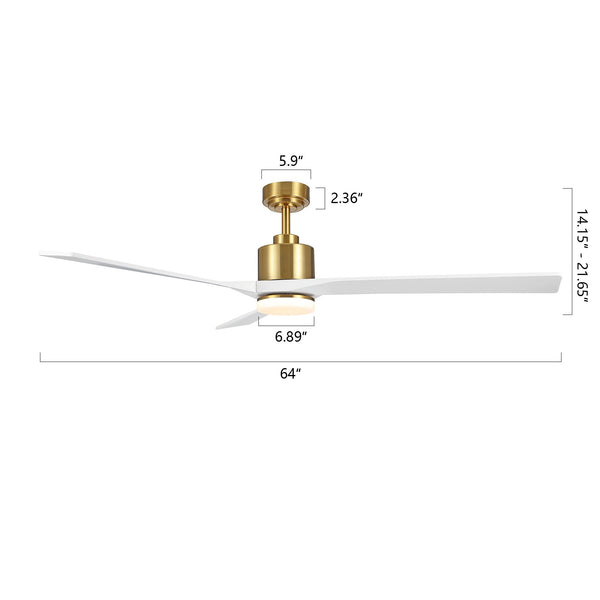 BrisaLux | 64" Wood Blades Ceiling Fan with Light