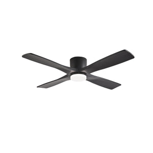 Black ceiling fan on a white background