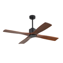 Load image into Gallery viewer, Wingbo Flying-MS DC Ceiling Fan without Lights, 4 Carved Solid Wood Blades,Black &amp; Walnut
