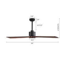 Load image into Gallery viewer, Wingbo Flying-MS DC Ceiling Fan without Lights, 4 Carved Solid Wood Blades,Black &amp; Walnut
