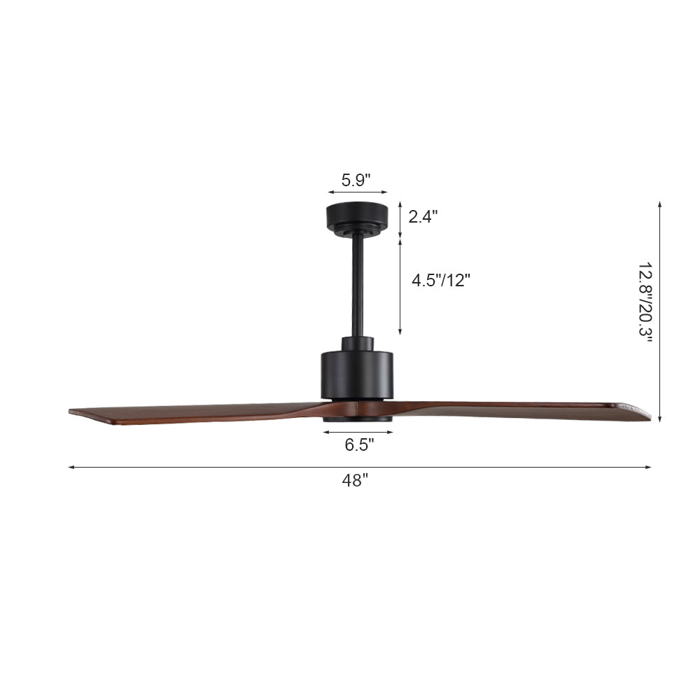 Wingbo Flying-MS DC Ceiling Fan without Lights, 4 Carved Solid Wood Blades,Black & Walnut