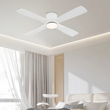 Load image into Gallery viewer, Wingbo Flying-Pro Flush Mount DC Ceiling Fan with Lights, Wood Blades,White
