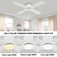 Load image into Gallery viewer, Wingbo Flying-Pro Flush Mount DC Ceiling Fan with Lights, Wood Blades,White
