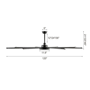 SkySpan | 120" Aluminum Blades Ceiling Fan with Light