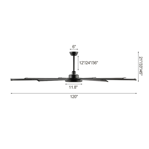 SkySpan | 120" Aluminum Blades Ceiling Fan with Light