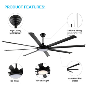 SkySpan | 120" Aluminum Blades Ceiling Fan with Light