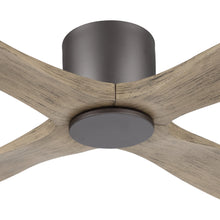 Load image into Gallery viewer, 54 Inch Flush Mount DC Ceiling Fan without Lights, 4 Reversible Carved Wood Blades, 6-Speed Noiseless DC Motor, Hugger Ceiling Fan No Lights in Graphite Finish with Gray Blades
