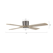 Load image into Gallery viewer, 54 Inch Flush Mount DC Ceiling Fan without Lights, 4 Reversible Carved Wood Blades, 6-Speed Noiseless DC Motor, Hugger Ceiling Fan No Lights in Graphite Finish with Gray Blades
