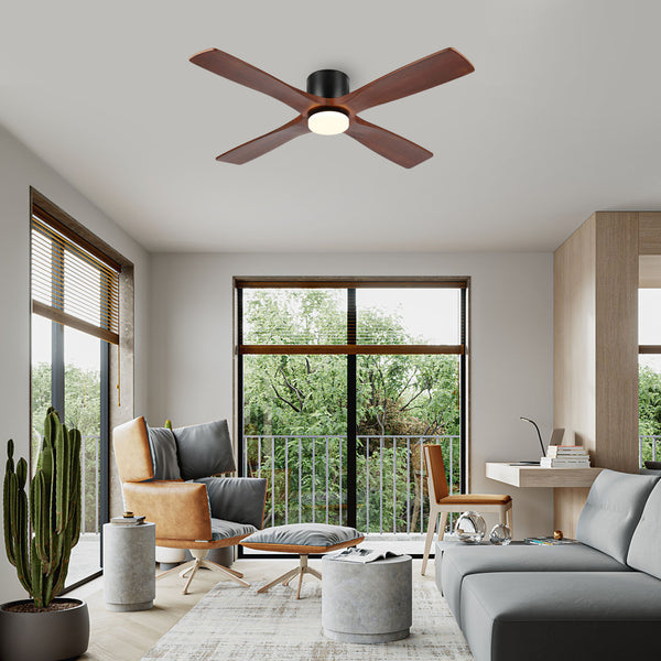 Serenity Air| 54" Flush Mount Wood Blades Ceiling Fan with Light