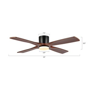 Ceiling fan with dimensions labeled on a white background