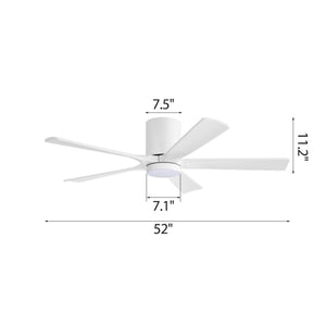 NestWave | 52" Flush Mount Wood Blades Ceiling Fan with Light
