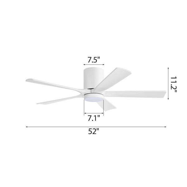 NestWave | 52" Flush Mount Wood Blades Ceiling Fan with Light