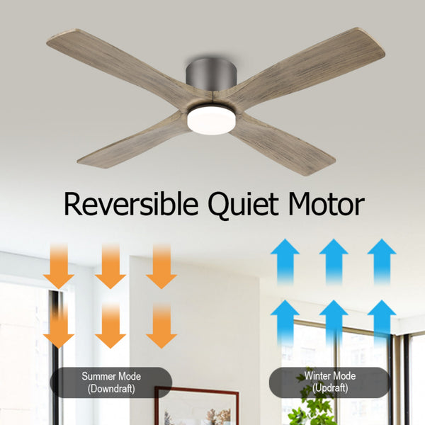 Serenity Air| 48" Flush Mount Wood Blades Ceiling Fan with Light