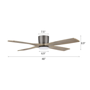 Serenity Air| 48" Flush Mount Wood Blades Ceiling Fan with Light
