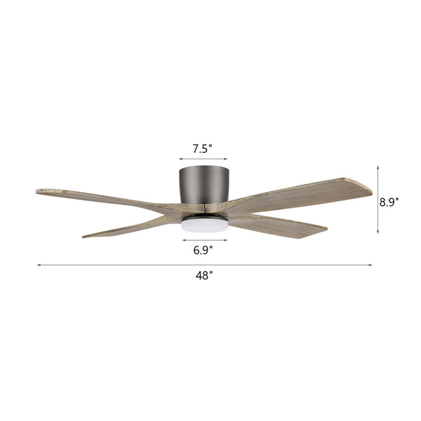 Serenity Air| 48" Flush Mount Wood Blades Ceiling Fan with Light