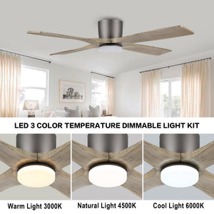 Serenity Air| 48" Flush Mount Wood Blades Ceiling Fan with Light