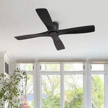 Load image into Gallery viewer, Wingbo Flying-X Flush Mount DC Ceiling Fans without Lights,Solid Wood Blades,Black
