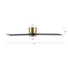 Load image into Gallery viewer, Wingbo Flying-Pro Flush Mount DC Ceiling Fan with Lights, Wood Blades,Brass &amp; Black
