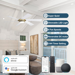 EdgeLine | 60" Smart ABS Ceiling Fan with Light