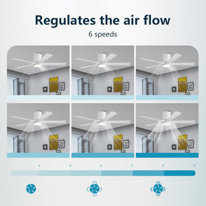NestWave | 52" Flush Mount Wood Blades Ceiling Fan with Light