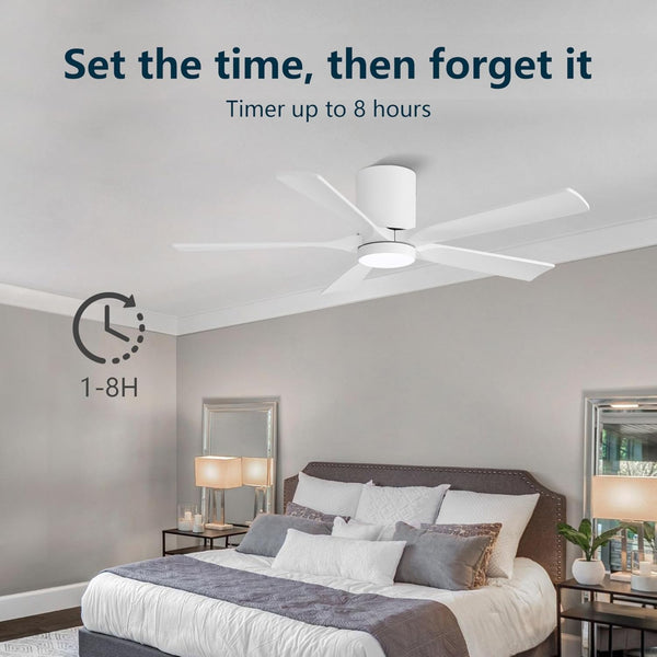 NestWave | 52" Flush Mount Wood Blades Ceiling Fan with Light