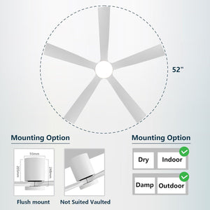 NestWave | 52" Flush Mount Wood Blades Ceiling Fan with Light