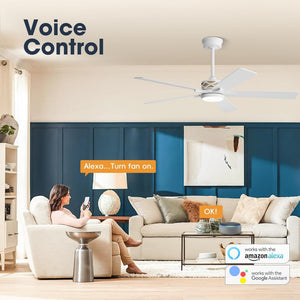 VentiLux | 52’’ Smart ABS Blades Ceiling Fan With Light