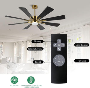 TimberGale | 80" Wood Blades Ceiling Fan with Light