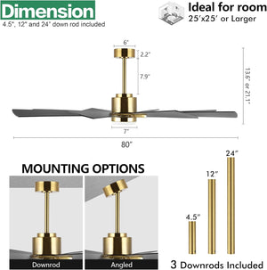 TimberGale | 80" Wood Blades Ceiling Fan with Light
