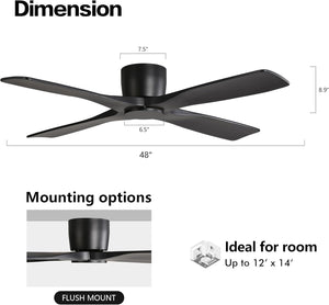 Serenity Air| 48" Flush Mount Wood Blades Ceiling Fan