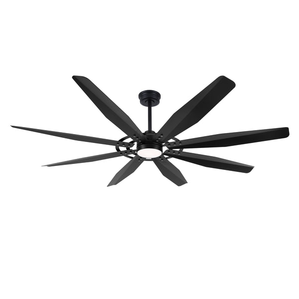 Black ceiling fan on a white background