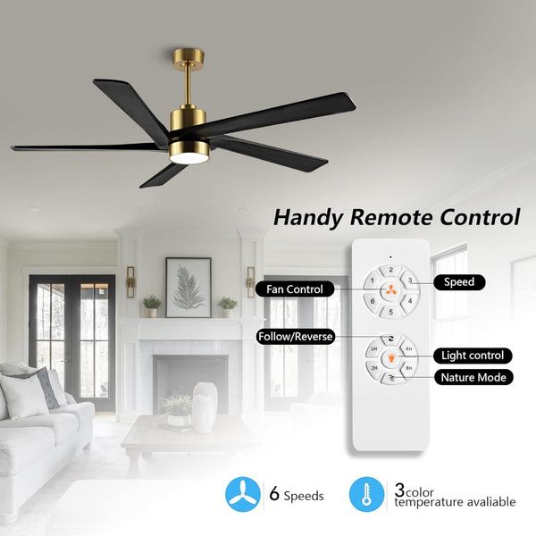 Zephyr Breeze | 54" Wood Blades Ceiling Fan with Light