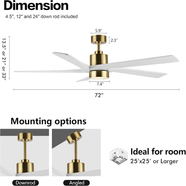 Zephyr Breeze | 72" Wood Blades Ceiling Fan with Light