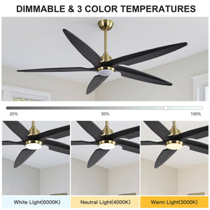 Carvo | 54’’ Wood Blades Ceiling Fan with Light