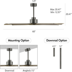 OakMist | 60" Wood Blades Ceiling Fan