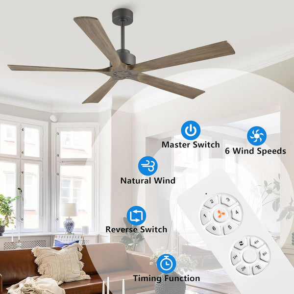 OakMist | 60" Wood Blades Ceiling Fan