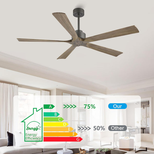 OakMist | 60" Wood Blades Ceiling Fan
