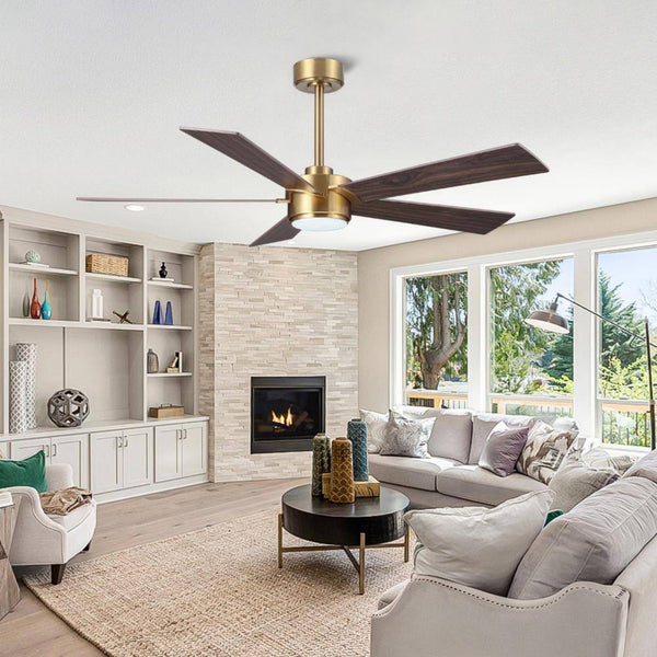 LumiWood | 54" Wood Blades Ceiling Fan with Light
